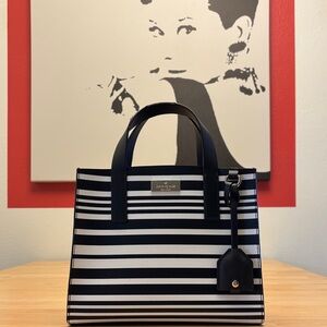 Kate Spade Black and White Striped Tote Bag